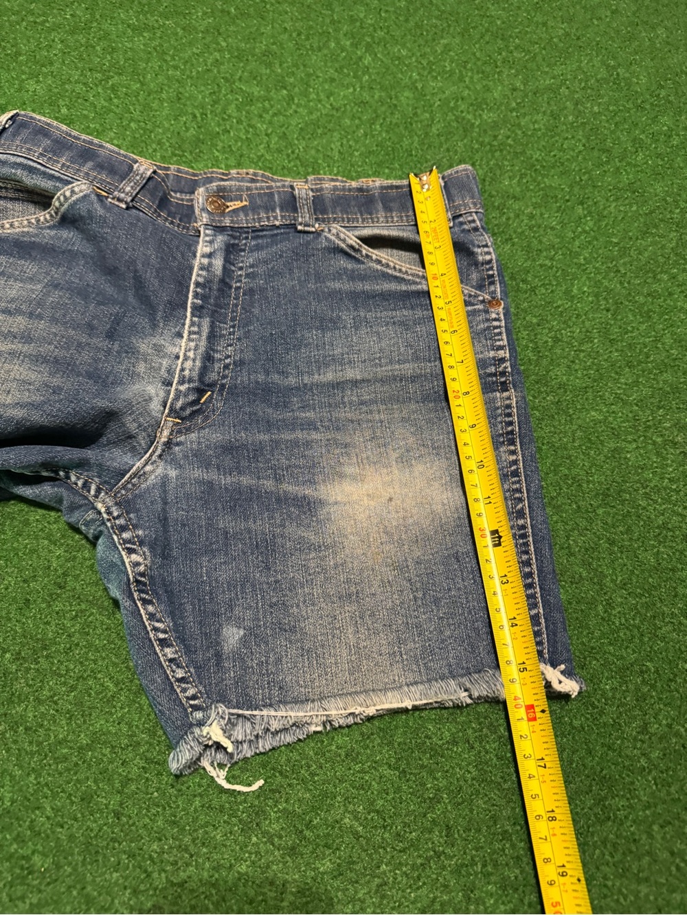 Levis 70s Cutoff Jorts Vintage Talon Zipper 6” 32 Denim Shorts Orange Tab - Picture 8 of 9
